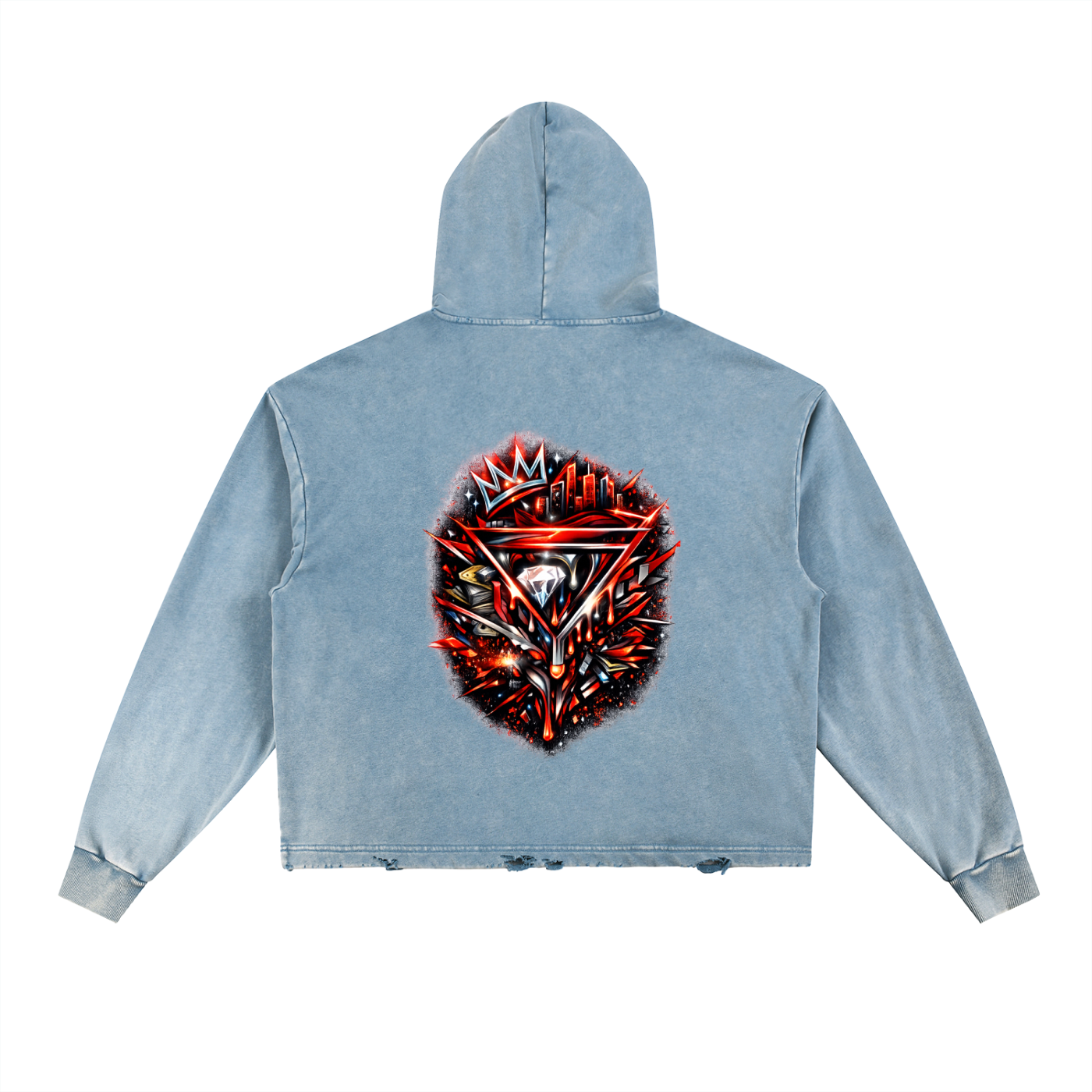 Vintage Washed Frayed-Hem Hoodie